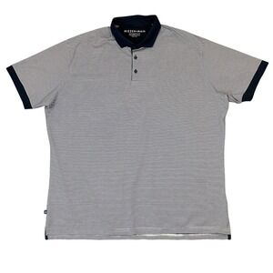 Mizzen Main Polo Shirt Men XXL Blue Classic Striped Moisture Wicking Performance
